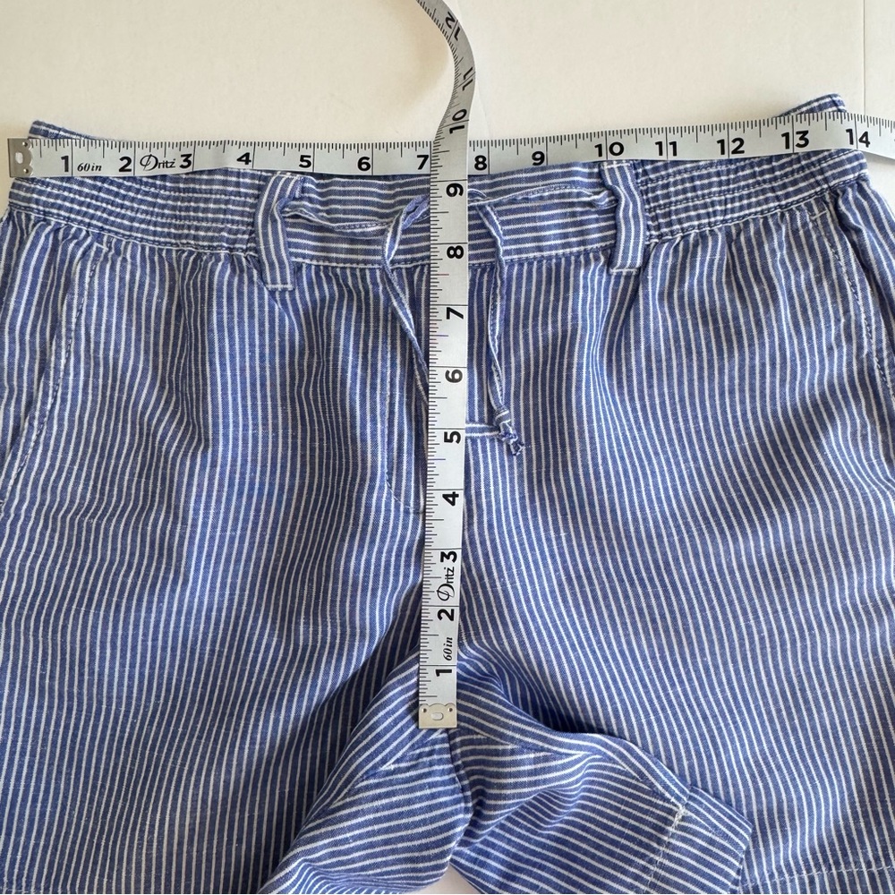Talbots Easy Drawstring Shorts 4P Blue White Stripe Linen Cotton Summer - Picture 13 of 16